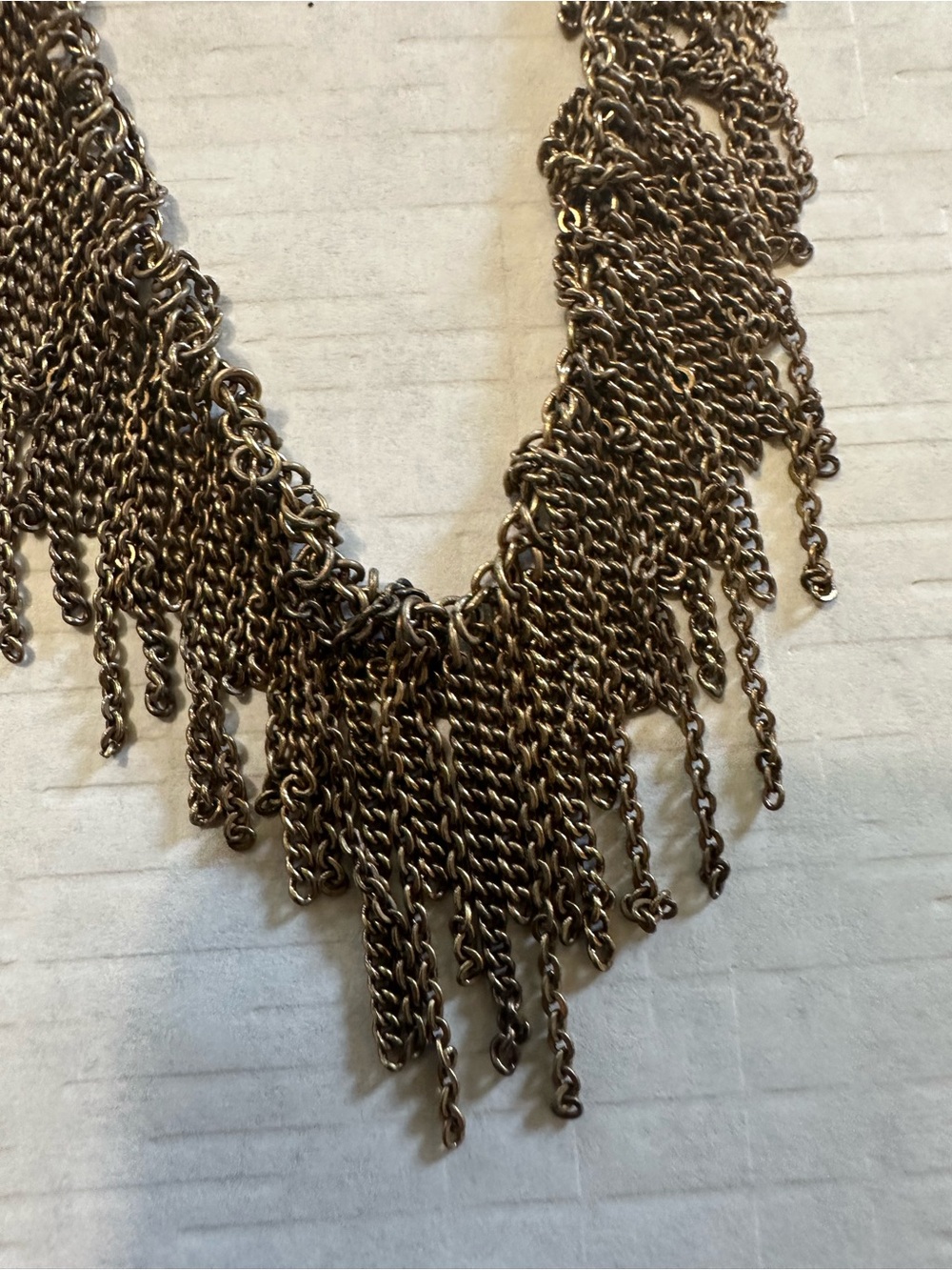 Fringed Chain Statement Necklace - Bronze Tone and one fringed silver tone.